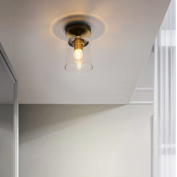 Industrial Ceiling Light Fixture Glass Shade, Light Flush Mounted home light - Picture 5 of 11